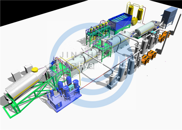 30 Ton Full Automatic Continuous Waste Tyre / Tire Pyrolysis To Fuel Oil Plant